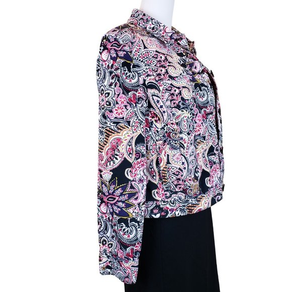 Charter Club Paisley Print Cropped Fitted Cotton Jacket M - Picture 3 of 11